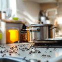 Ants on a counter in the kitchen